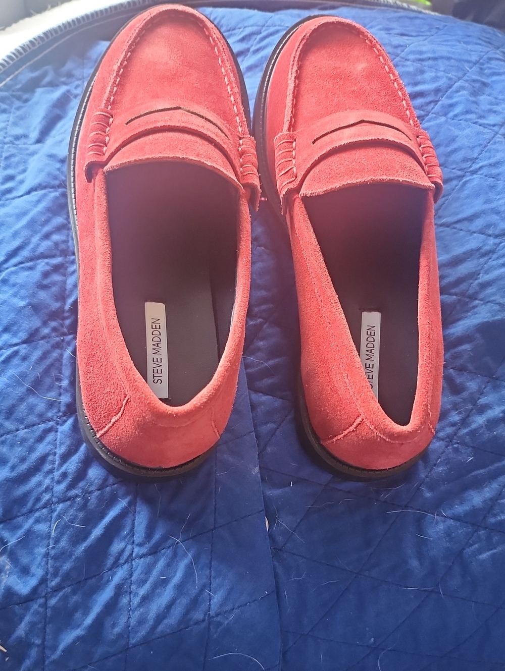 Steve Madden Women's Red Suede Penny Loafers